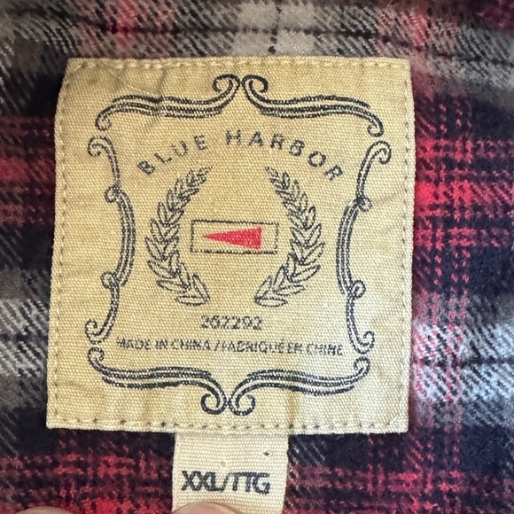 Blue Harbor Men's Red Plaid Cotton Flannel Button Up Shirt Long Sleeves Size XXL - Picture 2 of 14